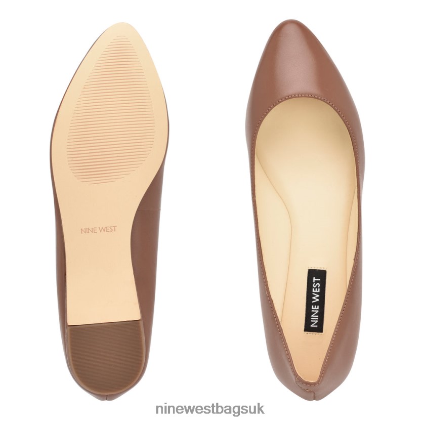 Nine West Speakup Almond Toe Flats RFX40B2276 - Nine West Bags UK Dark Tan Leather