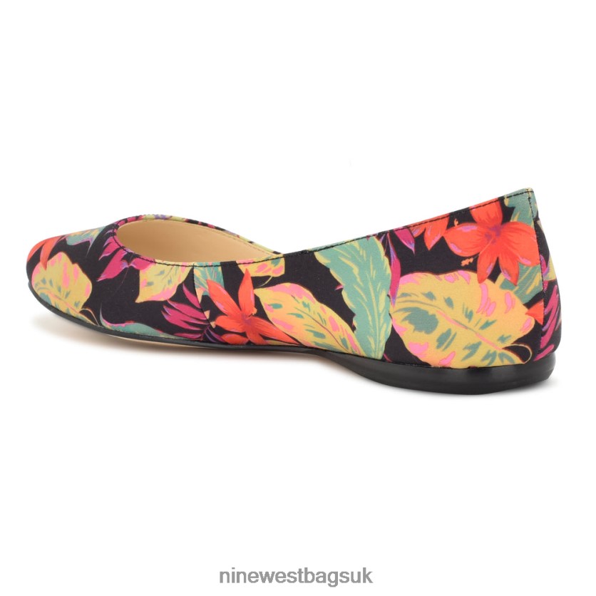 Nine West Speakup Almond Toe Flats RFX40B2277 - Nine West UK Black Multi Tropical Floral