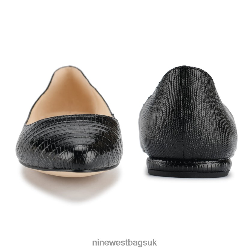 Nine West Speakup Almond Toe Flats RFX40B2288 - Nine West Bags UK Black Lizard Print