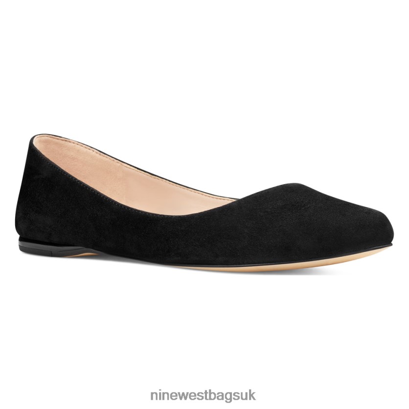 Nine West Speakup Almond Toe Flats RFX40B2380 - Nine West Bags UK Black Suede