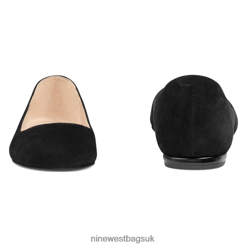 Nine West Speakup Almond Toe Flats RFX40B2380 - Nine West Bags UK Black Suede