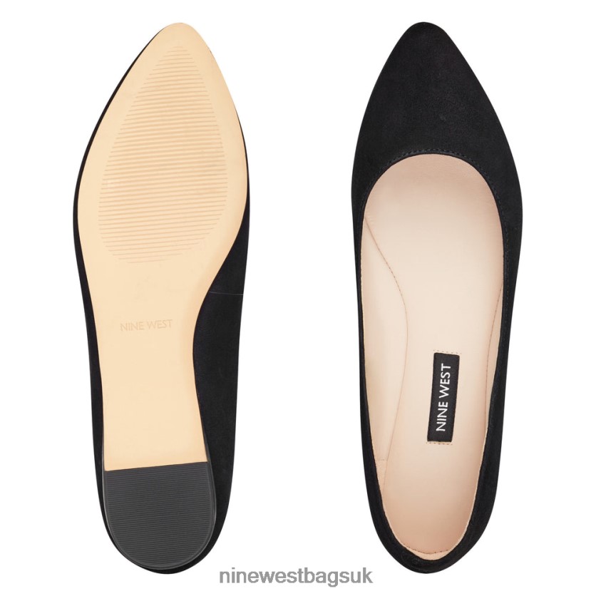 Nine West Speakup Almond Toe Flats RFX40B2380 - Nine West Bags UK Black Suede