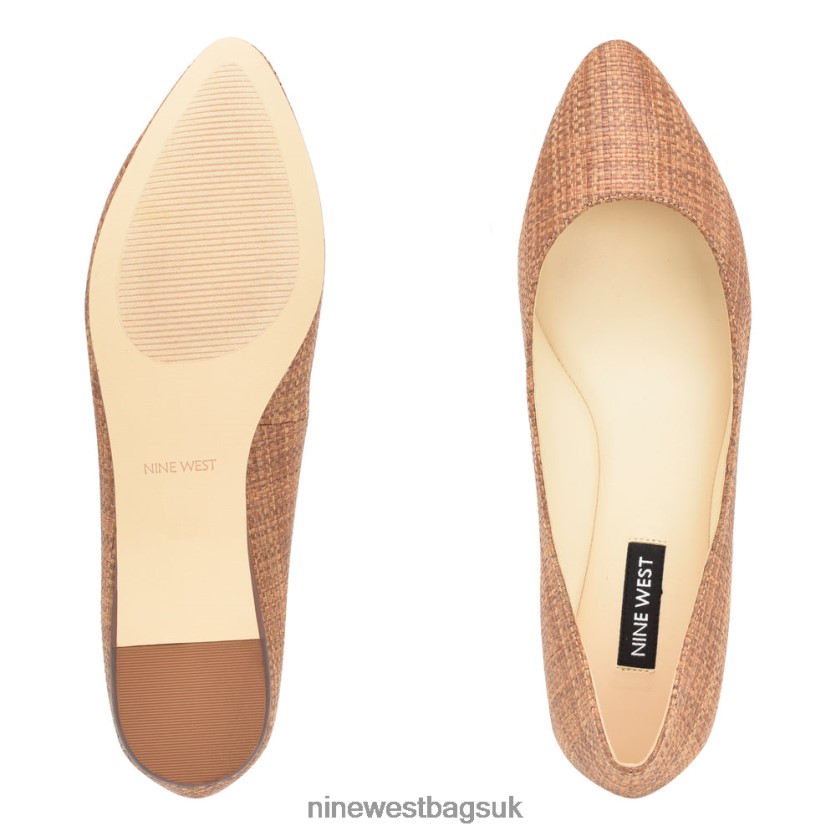Nine West Speakup Almond Toe Flats RFX40B862 - Nine West Sandals UK Brown Raffia