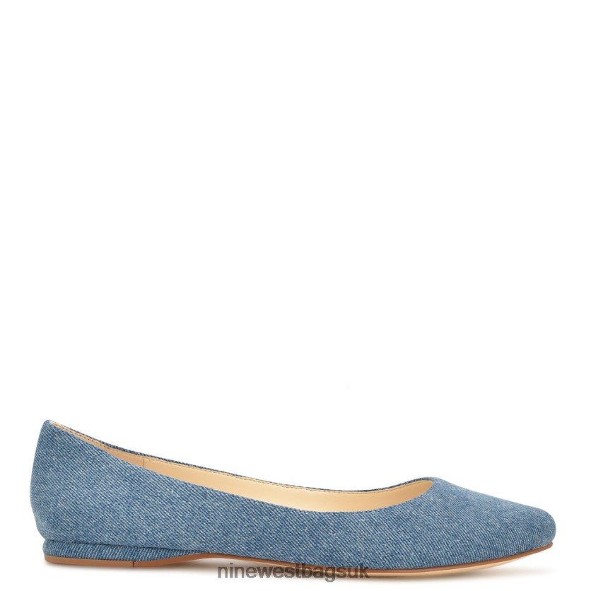 Nine West Speakup Almond Toe Flats RFX40B871 - Nine West UK Sale Blue Denim