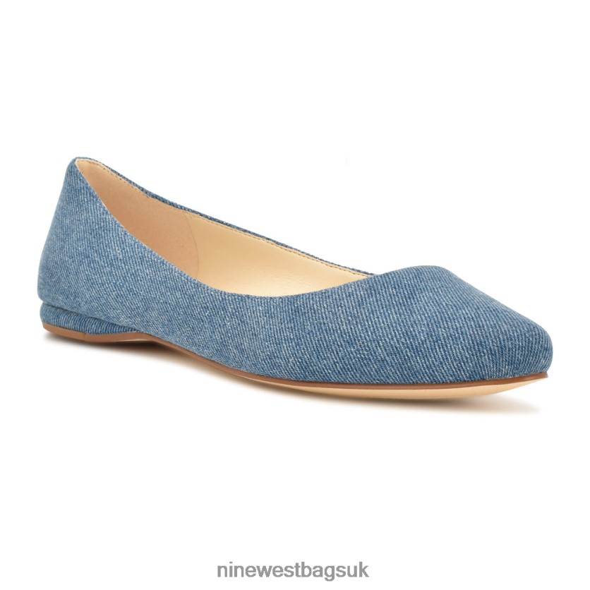 Nine West Speakup Almond Toe Flats RFX40B871 - Nine West UK Sale Blue Denim