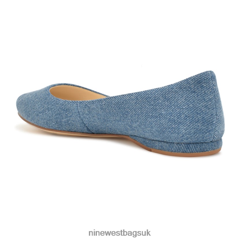Nine West Speakup Almond Toe Flats RFX40B871 - Nine West UK Sale Blue Denim