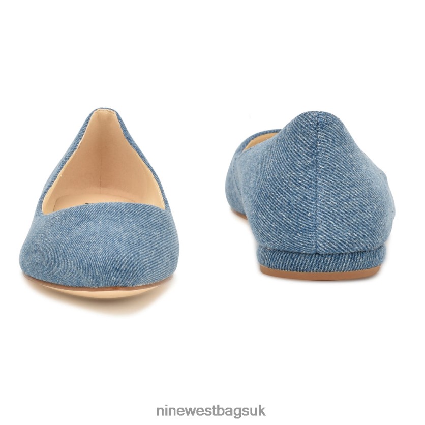 Nine West Speakup Almond Toe Flats RFX40B871 - Nine West UK Sale Blue Denim
