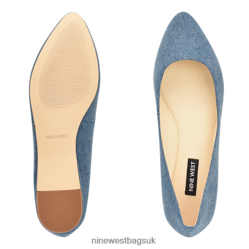 Nine West Speakup Almond Toe Flats RFX40B871 - Nine West UK Sale Blue Denim