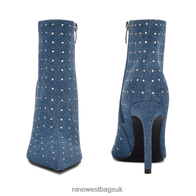 Nine West Farrah Dress Booties RFX40B1658 - Nine West Sandals UK Denim Studded