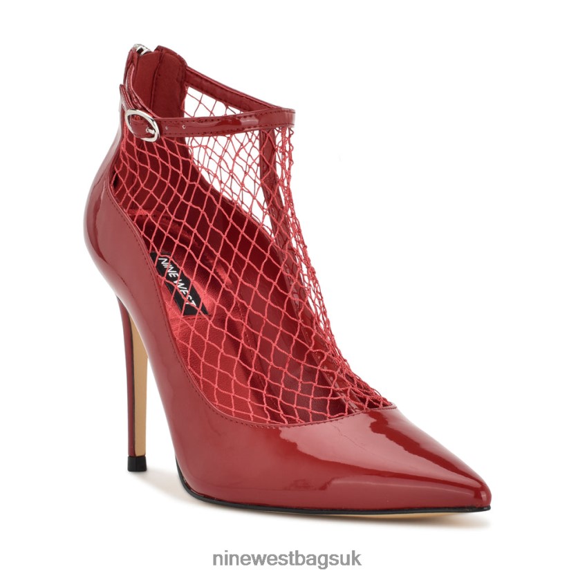 Nine West Fishnet Dress Booties RFX40B1652 - Nine West Bags UK Red Patent/Mesh
