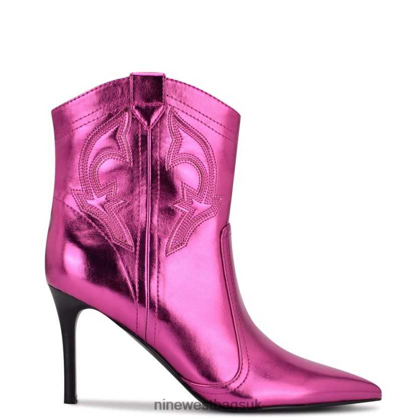 Nine West Flows Western Heeled Booties RFX40B945 - Nine West UK Pink Metallic
