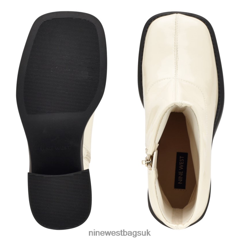 Nine West Gerri Heeled Platform Booties RFX40B2920 - Nine West UK Sale Chic Cream Patent