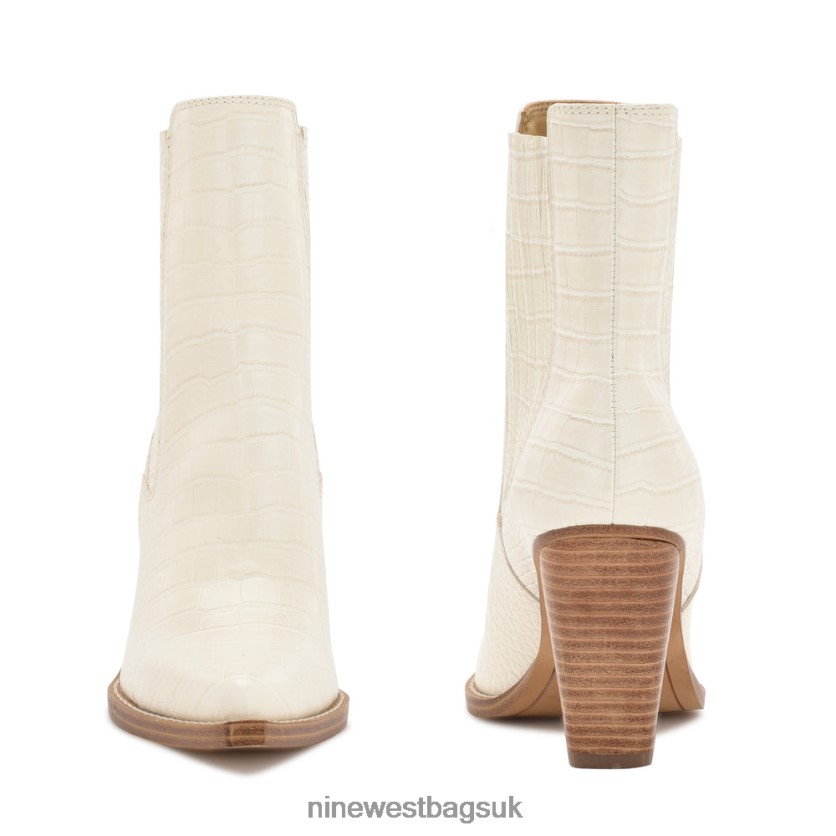 Nine West Glena Block Heel Booties RFX40B1142 - Nine West Sandals UK Chic Cream Embossed Croco