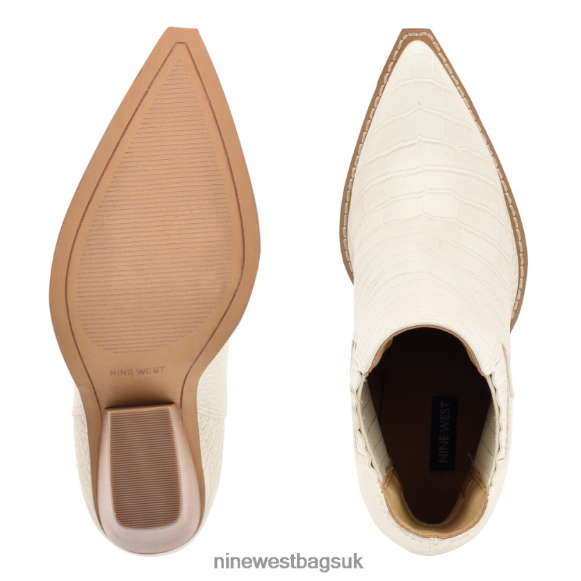 Nine West Glena Block Heel Booties RFX40B1142 - Nine West Sandals UK Chic Cream Embossed Croco