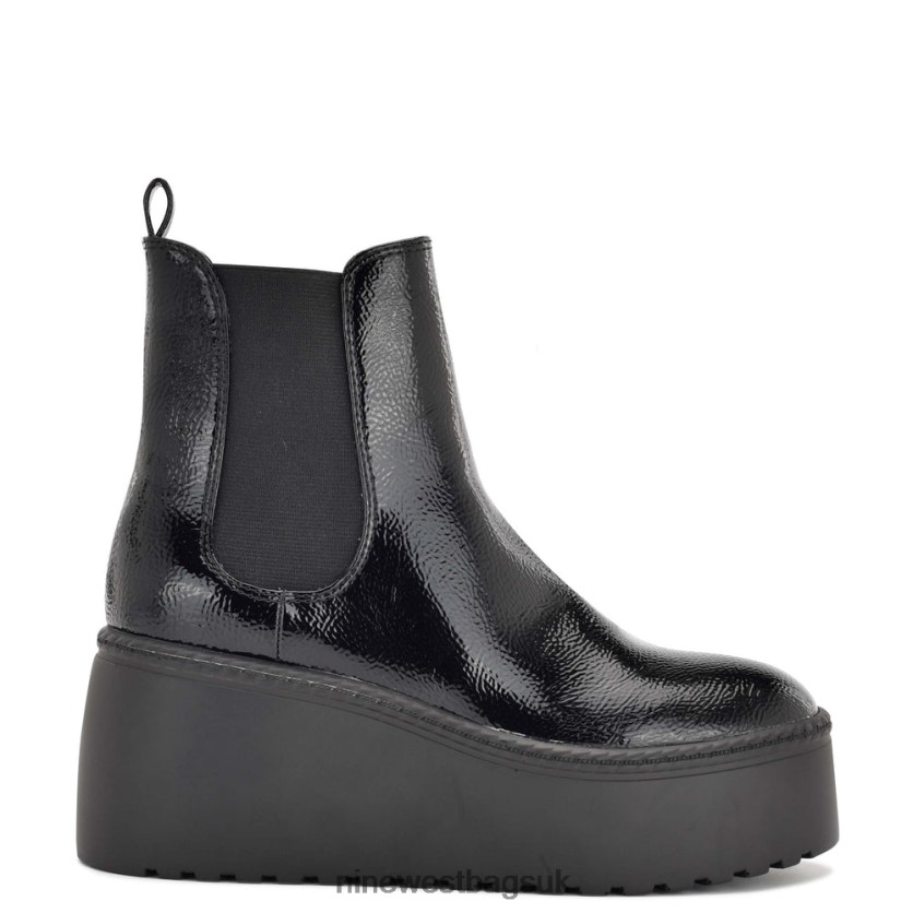 Nine West Henrita Chelsea Platform Booties RFX40B2927 - Nine West Sandals UK Black Patent