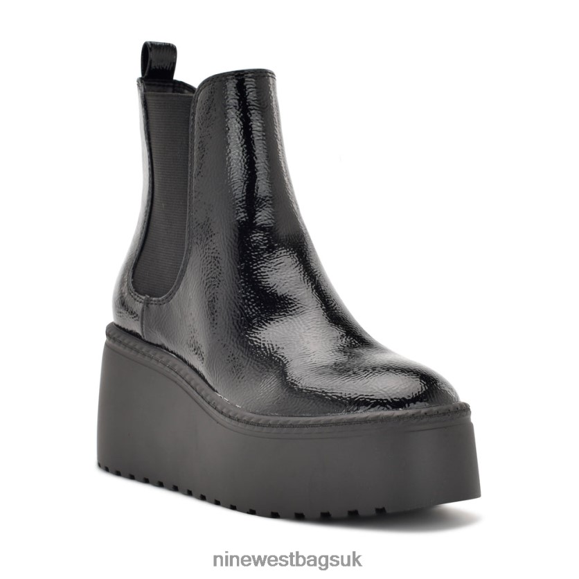 Nine West Henrita Chelsea Platform Booties RFX40B2927 - Nine West Sandals UK Black Patent