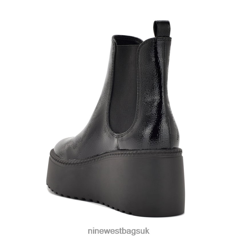 Nine West Henrita Chelsea Platform Booties RFX40B2927 - Nine West Sandals UK Black Patent