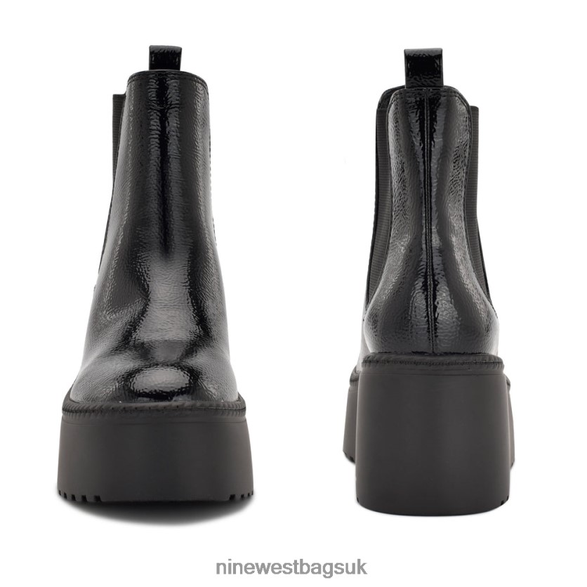 Nine West Henrita Chelsea Platform Booties RFX40B2927 - Nine West Sandals UK Black Patent
