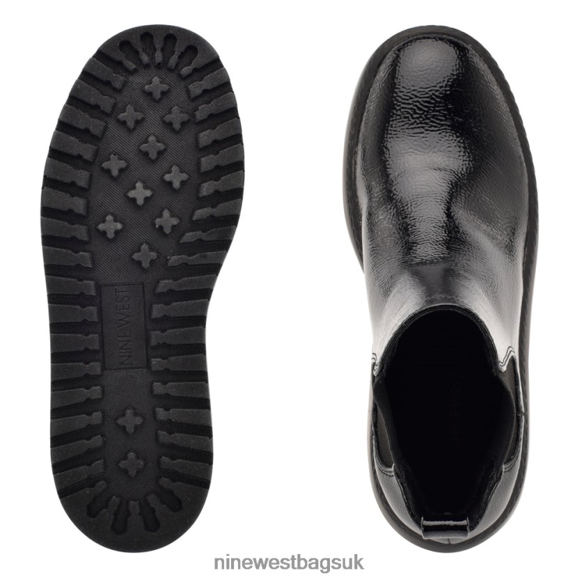 Nine West Henrita Chelsea Platform Booties RFX40B2927 - Nine West Sandals UK Black Patent