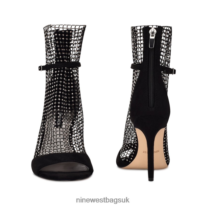 Nine West Imery Mesh Peep Toe Booties RFX40B1885 - Nine West UK Black Rhinestone