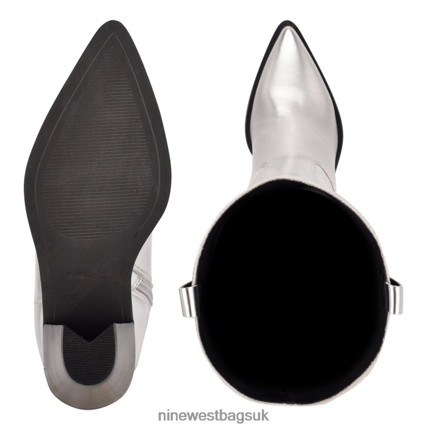 Nine West Kliva Western Boots RFX40B2908 - Nine West UK Sale Silver Metallic Croco