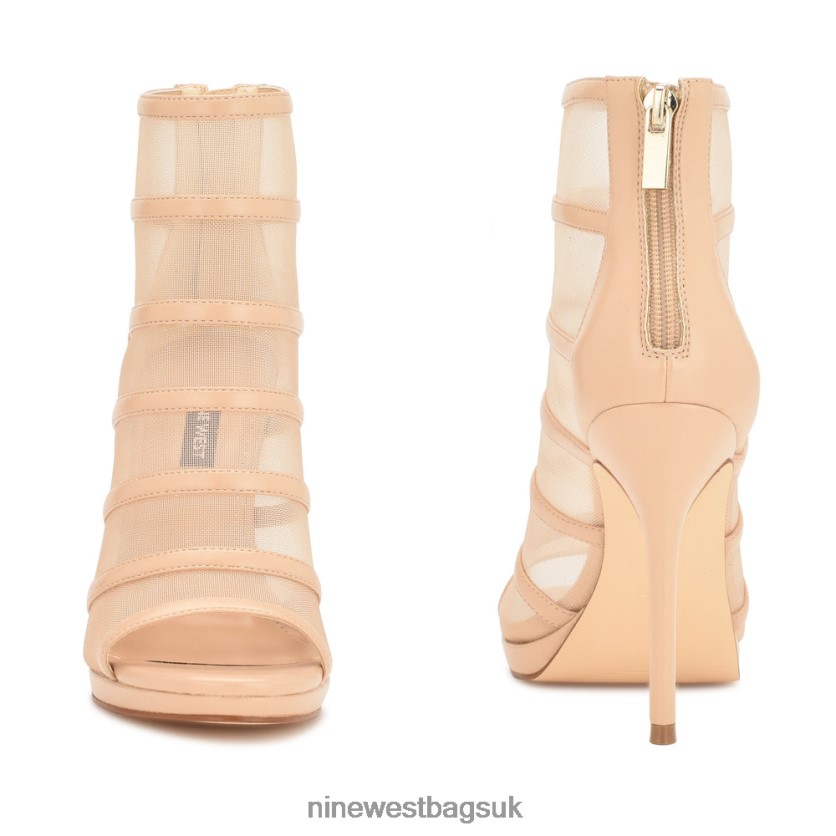 Nine West Larang Mesh Peep Toe Booties RFX40B1780 - Nine West Bags UK Warm Blush