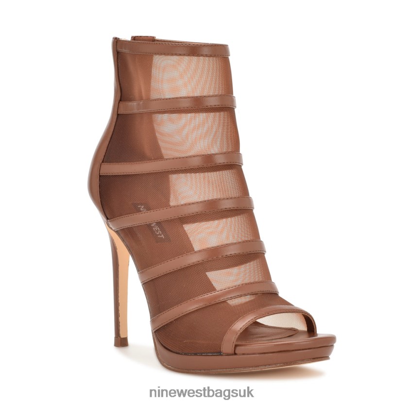 Nine West Larang Mesh Peep Toe Booties RFX40B1781 - Nine West UK Medium Brown