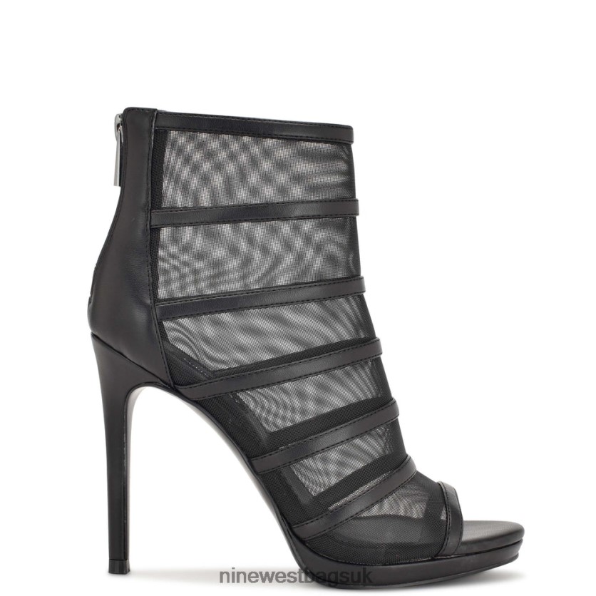 Nine West Larang Mesh Peep Toe Booties RFX40B1782 - Nine West Sandals UK Black