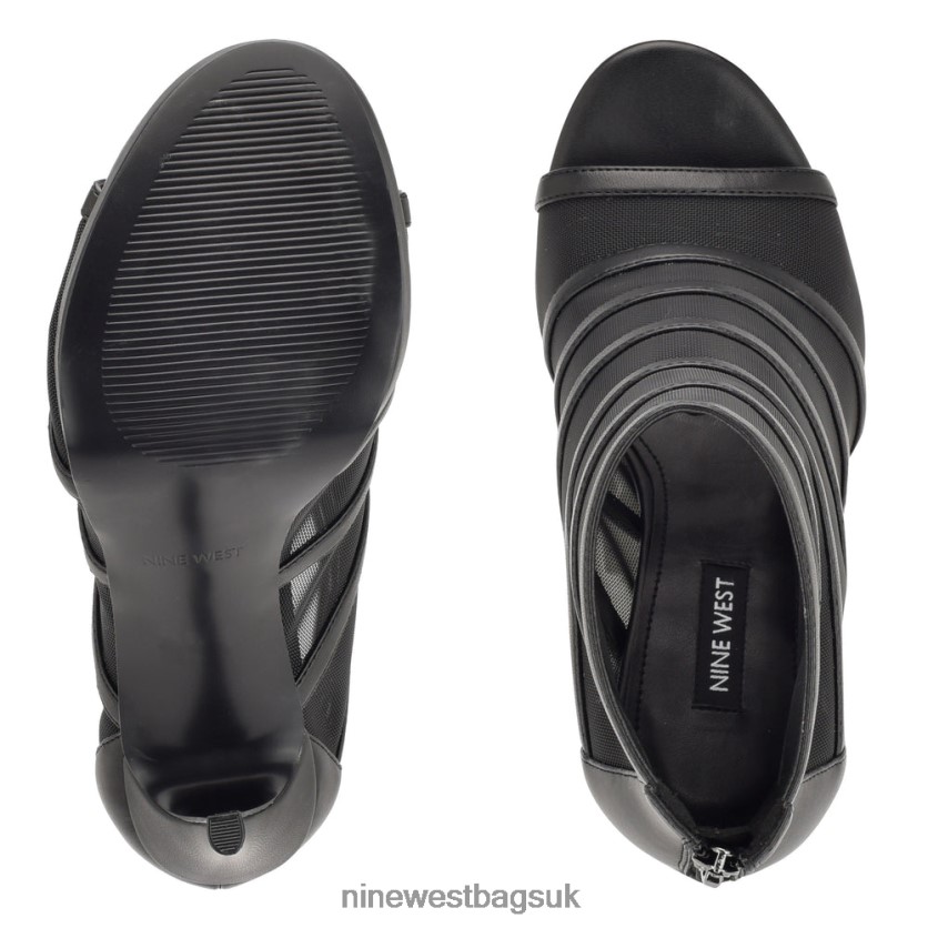 Nine West Larang Mesh Peep Toe Booties RFX40B1782 - Nine West Sandals UK Black