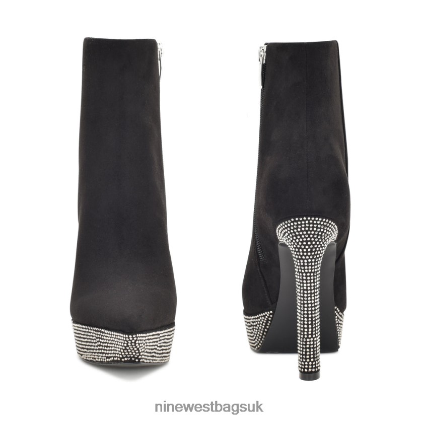 Nine West Loraa Platform Booties RFX40B1869 - Nine West UK Black Rhinestone Suede