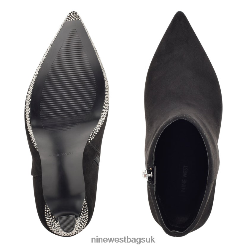Nine West Loraa Platform Booties RFX40B1869 - Nine West UK Black Rhinestone Suede