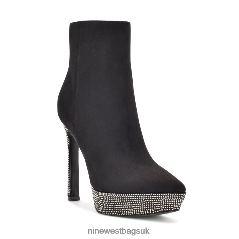 Nine West Loraa Platform Booties RFX40B2922 - Nine West UK Black Rhinestone Suede