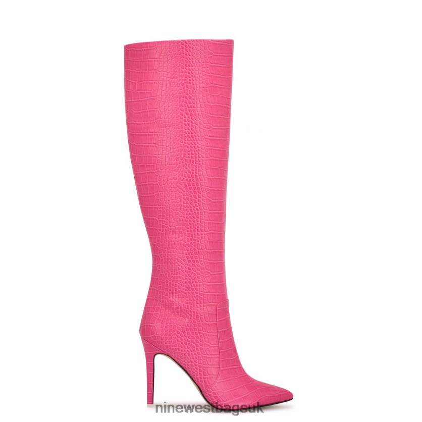 Nine West Taler Heeled Boots RFX40B913 - Nine West UK Pink Embossed Croco
