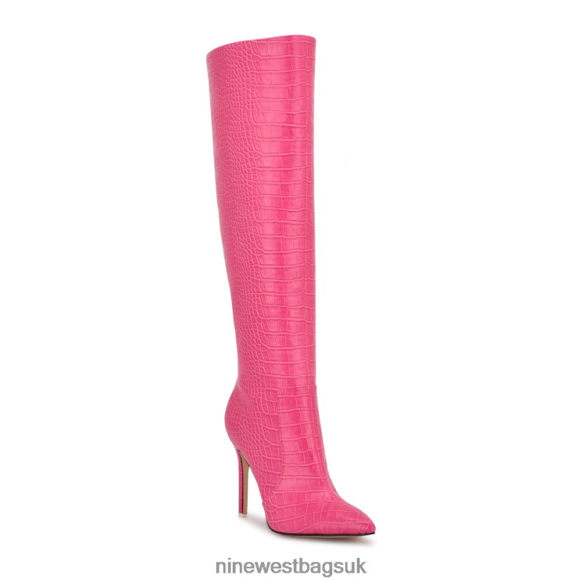 Nine West Taler Heeled Boots RFX40B913 - Nine West UK Pink Embossed Croco