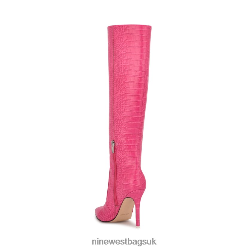 Nine West Taler Heeled Boots RFX40B913 - Nine West UK Pink Embossed Croco