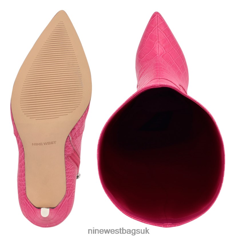 Nine West Taler Heeled Boots RFX40B913 - Nine West UK Pink Embossed Croco