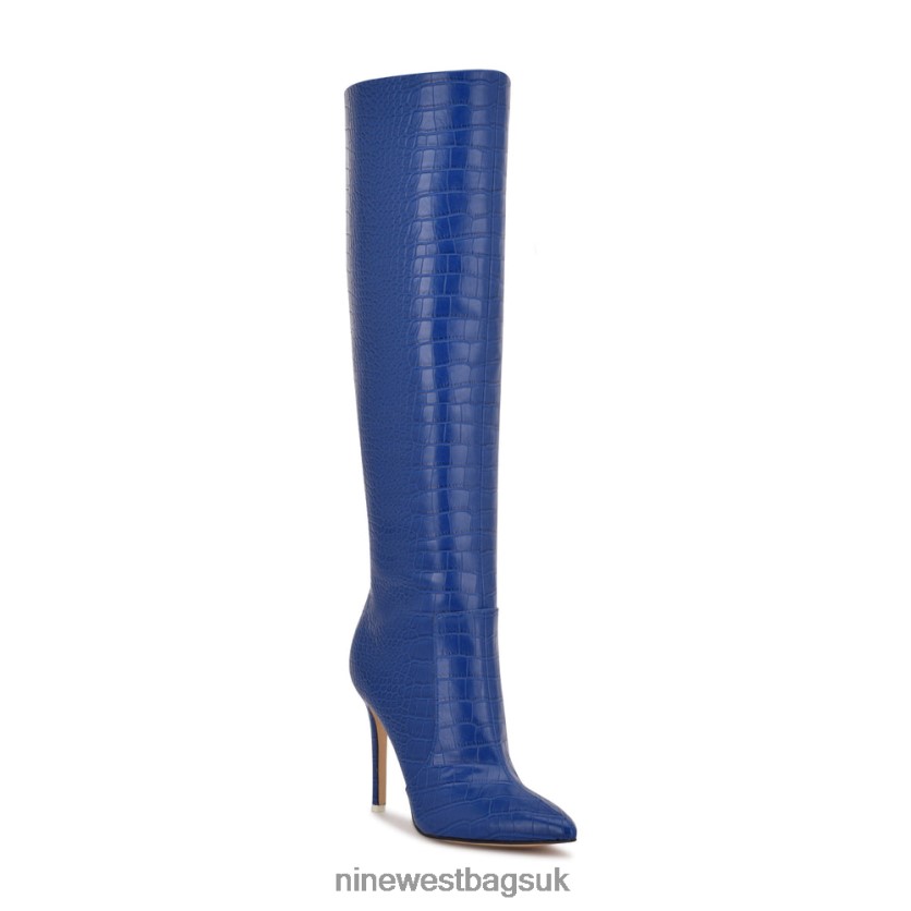 Nine West Taler Heeled Boots RFX40B914 - Nine West Sandals UK Blue Embossed Croco