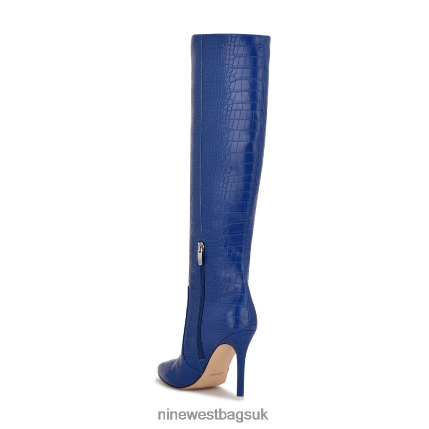 Nine West Taler Heeled Boots RFX40B914 - Nine West Sandals UK Blue Embossed Croco