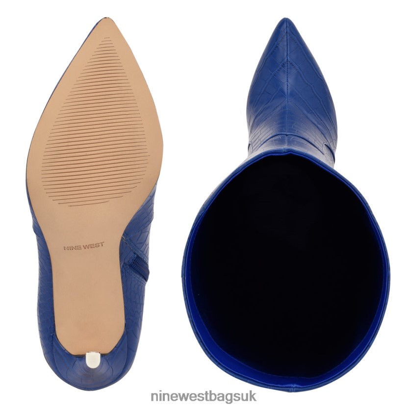 Nine West Taler Heeled Boots RFX40B914 - Nine West Sandals UK Blue Embossed Croco