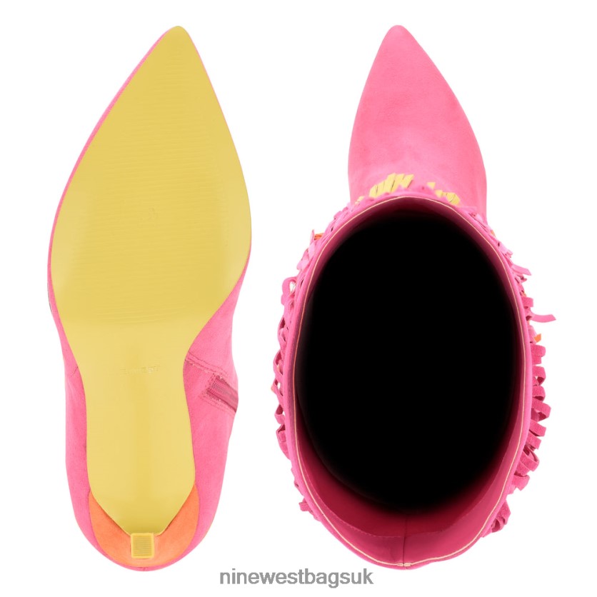 Nine West Tasels Heeled Boots RFX40B1501 - Nine West UK Pink/Orange/Yellow Suede