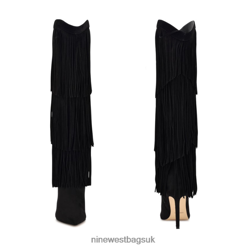 Nine West Tasels Heeled Boots RFX40B1502 - Nine West Sandals UK Black Suede