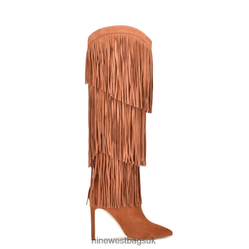 Nine West Tasels Heeled Boots RFX40B1516 - Nine West Bags UK Cognac Suede
