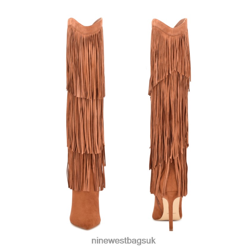 Nine West Tasels Heeled Boots RFX40B1516 - Nine West Bags UK Cognac Suede