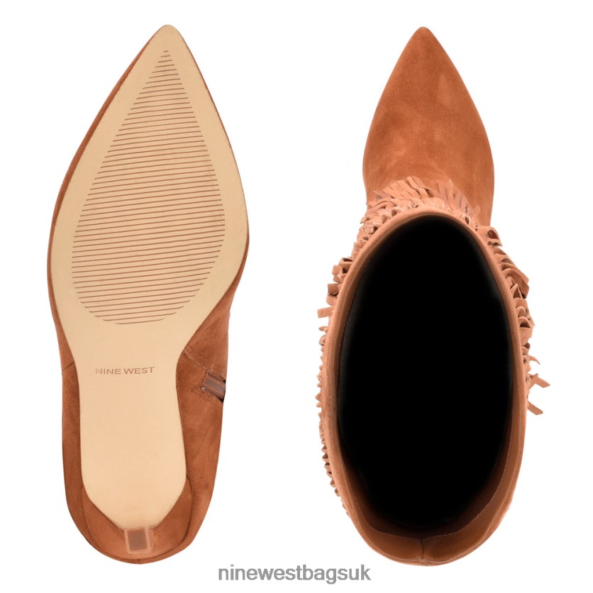 Nine West Tasels Heeled Boots RFX40B1516 - Nine West Bags UK Cognac Suede