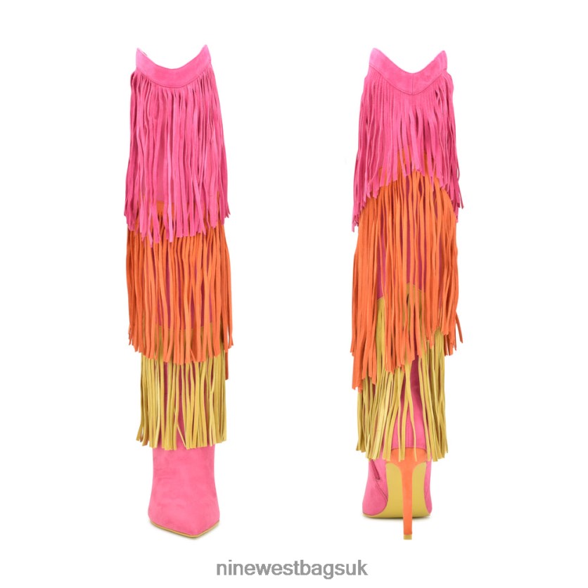 Nine West Tasels Heeled Boots RFX40B918 - Nine West Sandals UK Pink/Orange/Yellow Suede