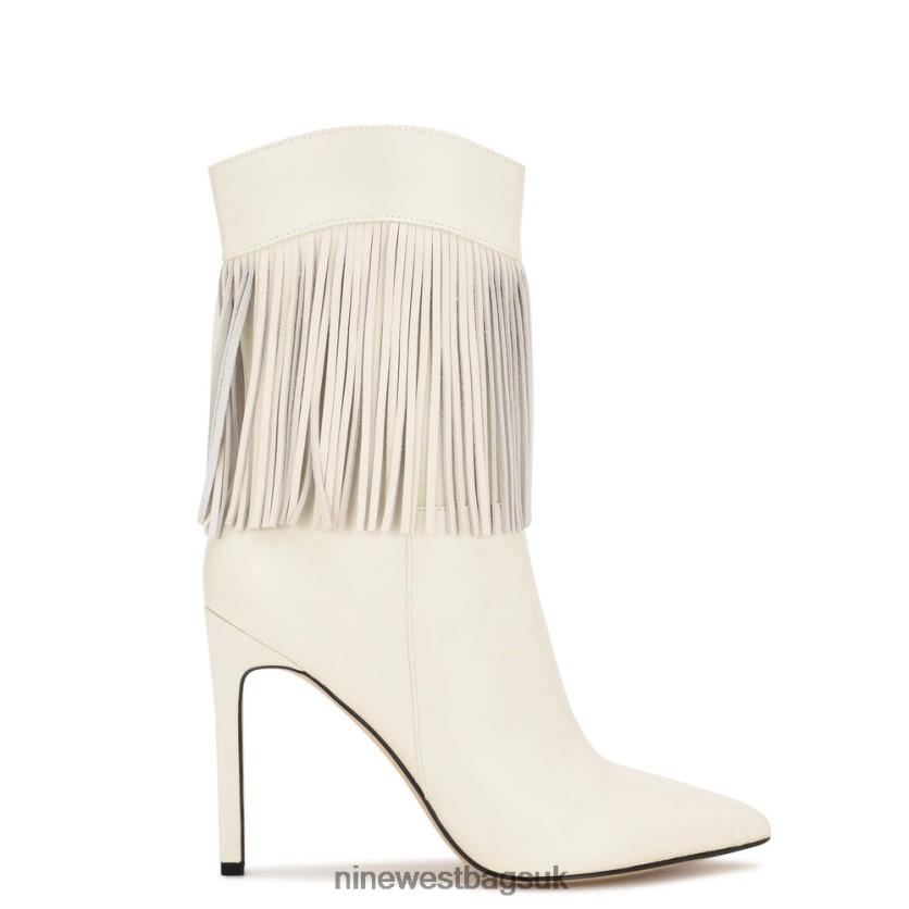Nine West Tries Heeled Fringe Booties RFX40B1504 - Nine West Bags UK Chic Cream