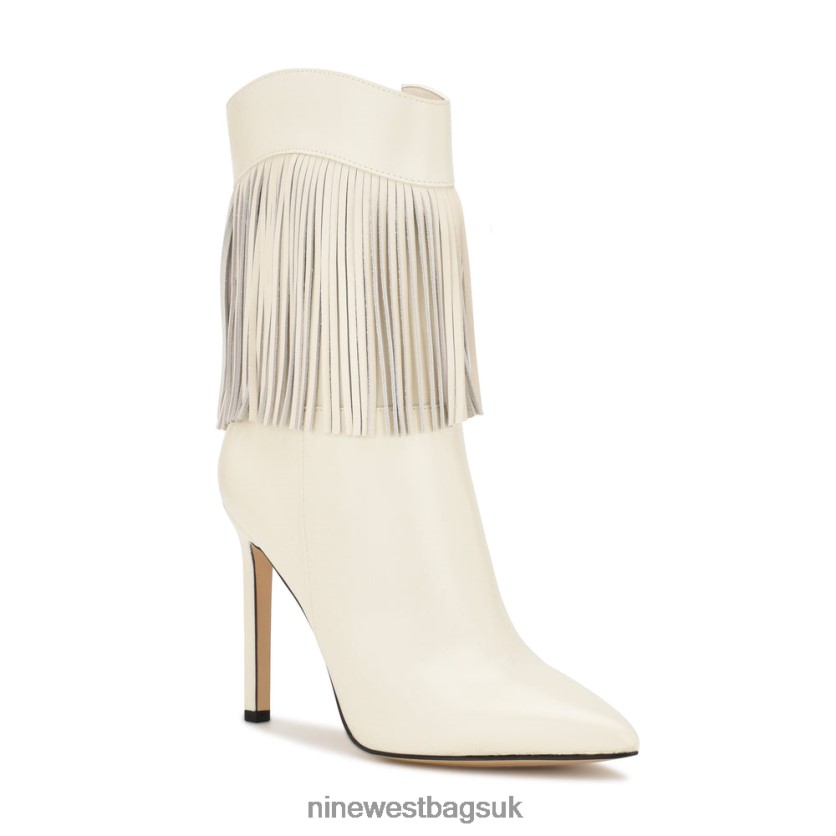 Nine West Tries Heeled Fringe Booties RFX40B1504 - Nine West Bags UK Chic Cream