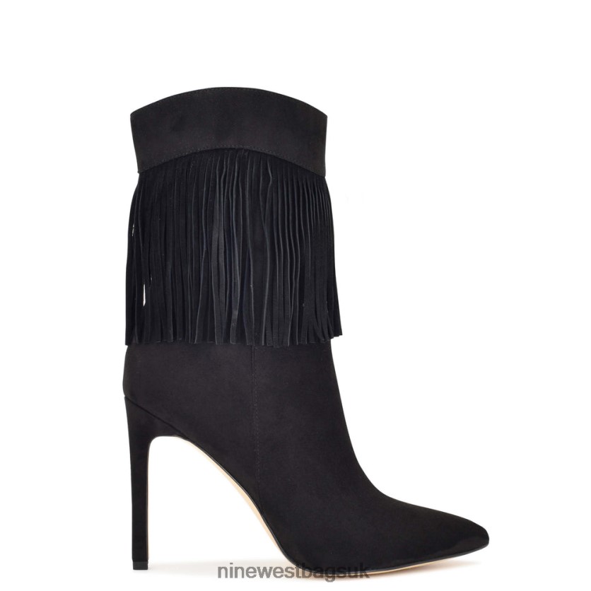 Nine West Tries Heeled Fringe Booties RFX40B1505 - Nine West UK Black Suede