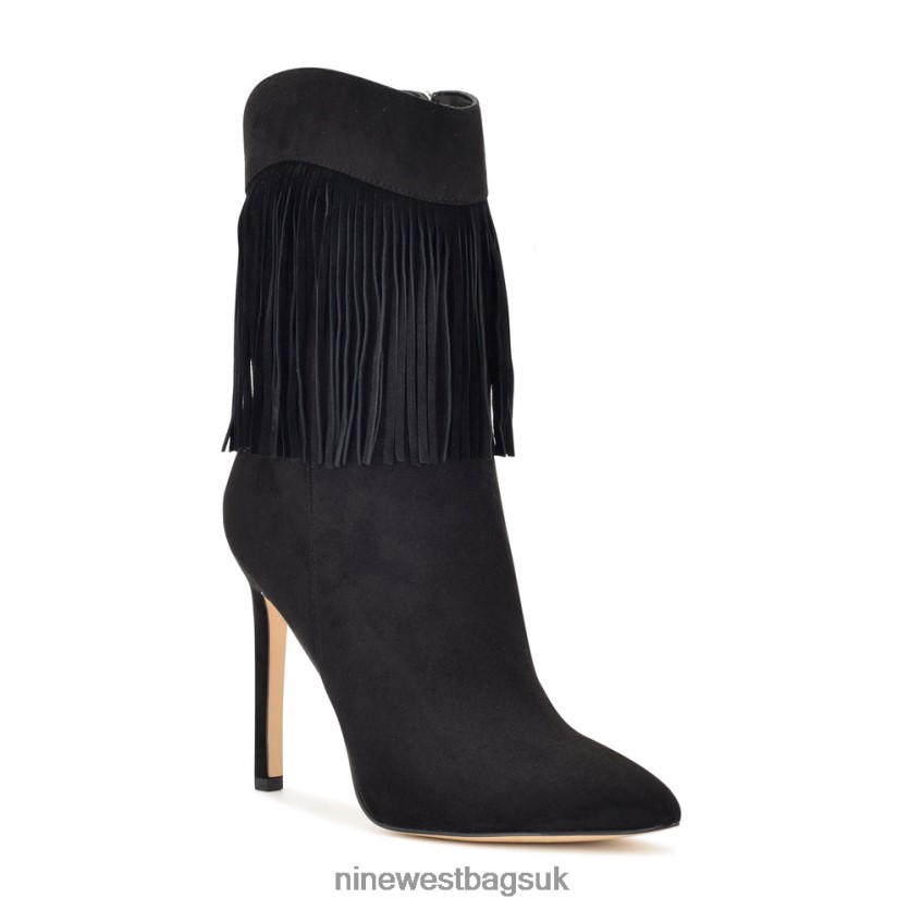 Nine West Tries Heeled Fringe Booties RFX40B1505 - Nine West UK Black Suede