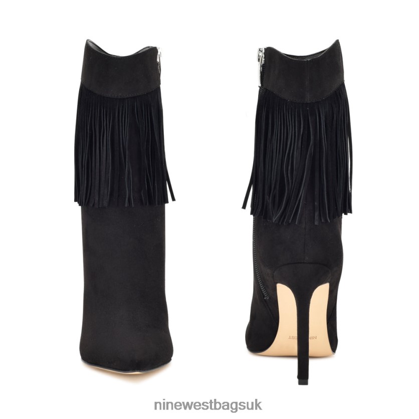Nine West Tries Heeled Fringe Booties RFX40B1505 - Nine West UK Black Suede